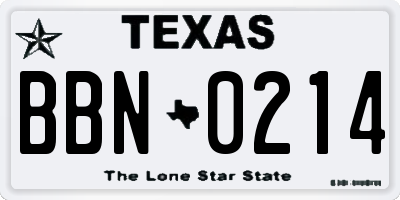 TX license plate BBN0214