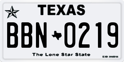 TX license plate BBN0219