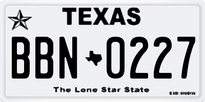 TX license plate BBN0227