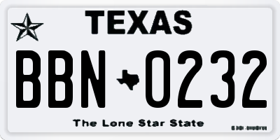 TX license plate BBN0232