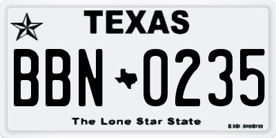 TX license plate BBN0235