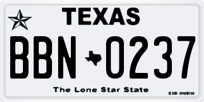 TX license plate BBN0237