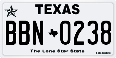 TX license plate BBN0238