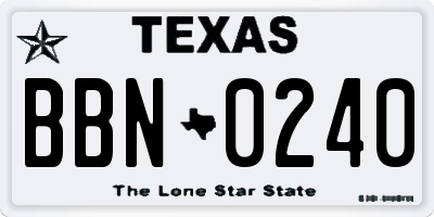 TX license plate BBN0240