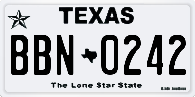 TX license plate BBN0242