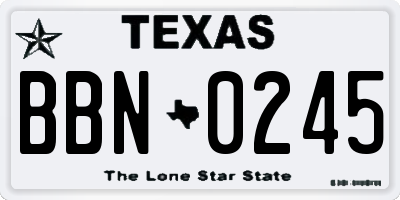 TX license plate BBN0245