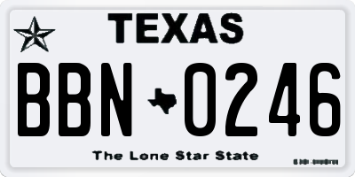 TX license plate BBN0246