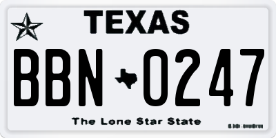 TX license plate BBN0247