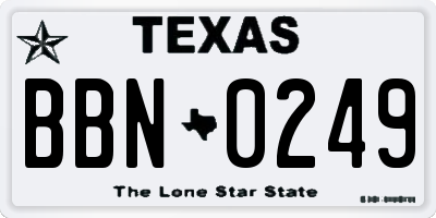 TX license plate BBN0249