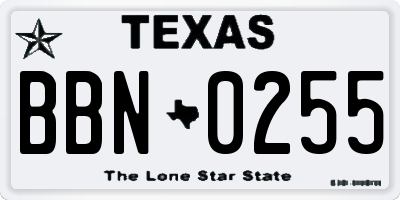 TX license plate BBN0255