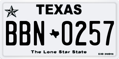 TX license plate BBN0257