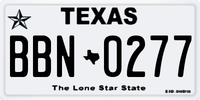 TX license plate BBN0277