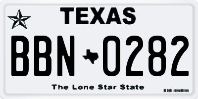 TX license plate BBN0282