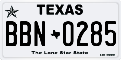 TX license plate BBN0285