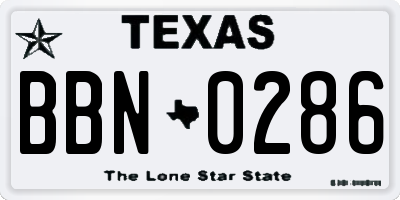 TX license plate BBN0286