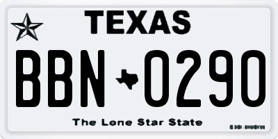 TX license plate BBN0290