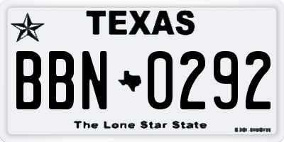 TX license plate BBN0292