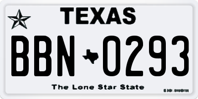 TX license plate BBN0293