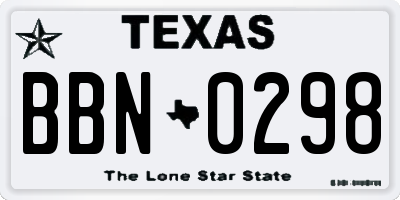 TX license plate BBN0298