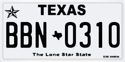 TX license plate BBN0310