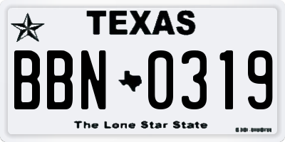 TX license plate BBN0319