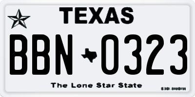 TX license plate BBN0323