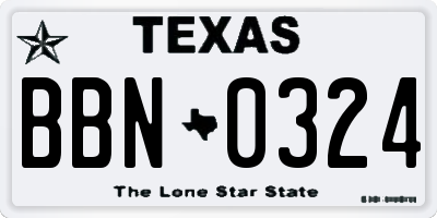 TX license plate BBN0324