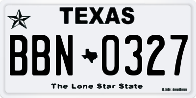 TX license plate BBN0327