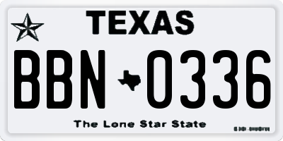 TX license plate BBN0336