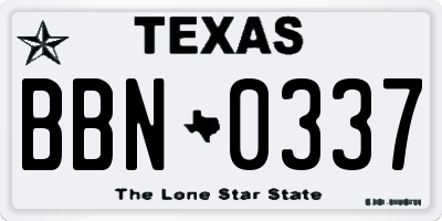 TX license plate BBN0337