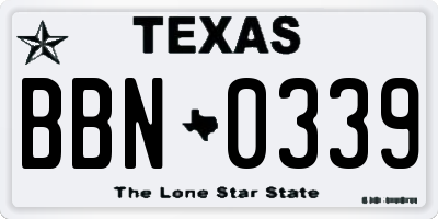 TX license plate BBN0339