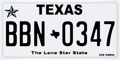 TX license plate BBN0347