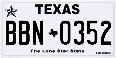 TX license plate BBN0352