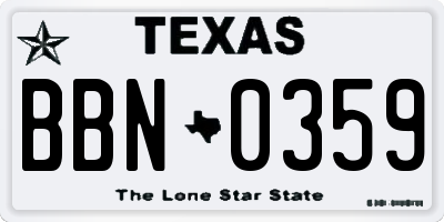 TX license plate BBN0359