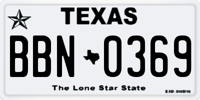 TX license plate BBN0369