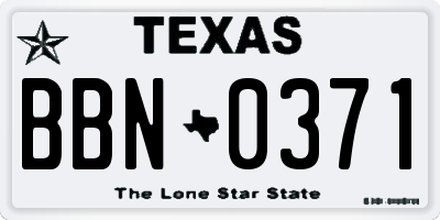 TX license plate BBN0371