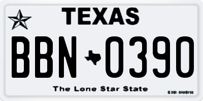 TX license plate BBN0390