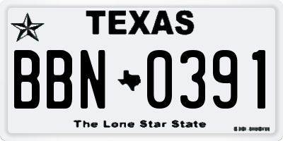 TX license plate BBN0391
