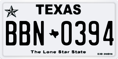 TX license plate BBN0394