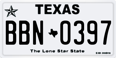 TX license plate BBN0397