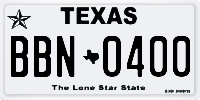 TX license plate BBN0400