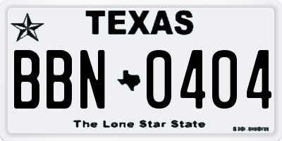 TX license plate BBN0404