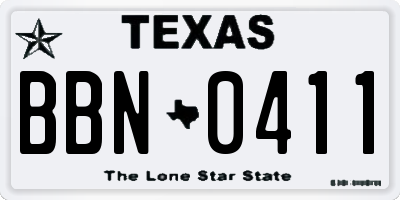 TX license plate BBN0411