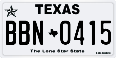 TX license plate BBN0415