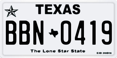 TX license plate BBN0419