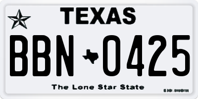 TX license plate BBN0425
