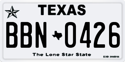 TX license plate BBN0426