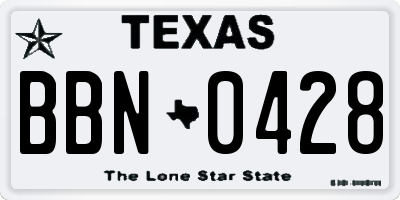 TX license plate BBN0428