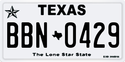 TX license plate BBN0429
