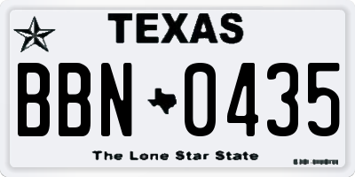 TX license plate BBN0435